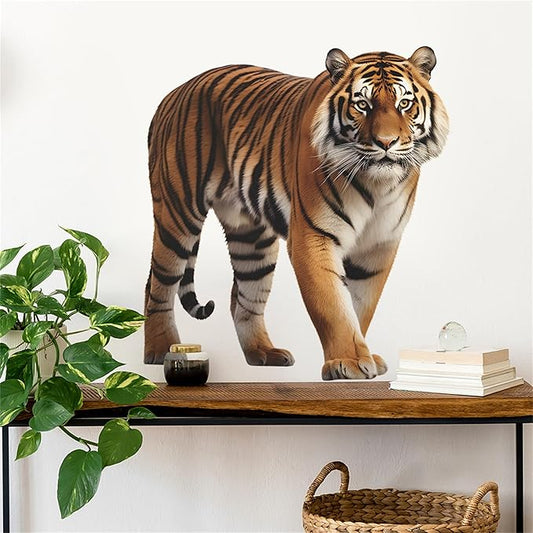 Lifelike Tiger Wall Decal 3D Animals Wall Sticker Safari Wall Decor for Nursery Kid'sroom School Classroom Livingroom Bedroom Bathroom Decoration (Lifelike Tiger 2)