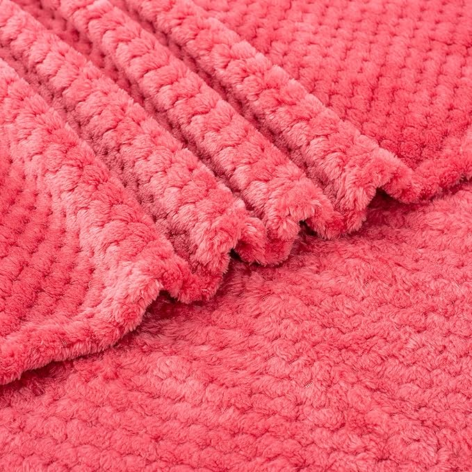 Fuzzy Blanket or Fluffy Blanket for Baby Girl or boy, Soft Warm Cozy Coral Fleece Toddler, Infant or Newborn Receiving Blanket for Crib, Stroller, Travel, Decorative (40Wx60L, M-Raspberry)