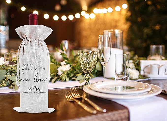 Housewarming Gift Wine Bag, New Home Wine Gift Bag for New Home Owner Gift, Realtor Gift to Clients, Housewarming Party Decorations, Party Supplies and Favors-19