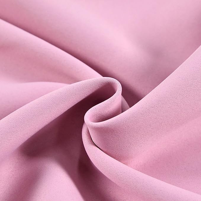 Baby Pink Valance for Windows 42x18 Inch Solid Thermal Insulated Blackout Rod Pocket Kitchen Short Curtain Toppers Valance for Bathroom Living Room 2 Panels