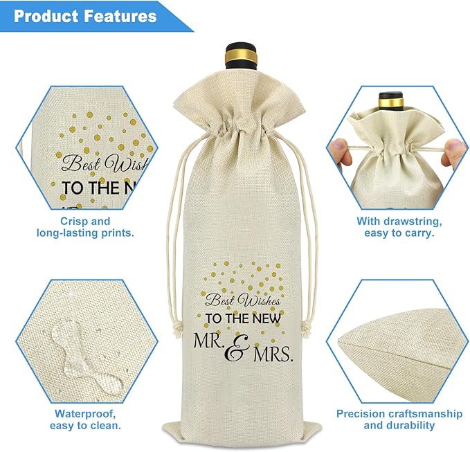 Wedding Gifts for Couples Mr and Mrs Gifts Wine Bag Wedding Gifts For Bride Groom Engagement Gifts For Him Her Bridal Shower Gifts Newlywed Gift Bride To Be Gift Reusable Wine Bottle Gift Bags