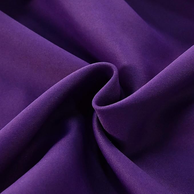 Purple Valance for Windows 42x18 Inch Solid Thermal Insulated Blackout Rod Pocket Kitchen Short Curtain Toppers Valance for Bathroom Living Room 2 Panels