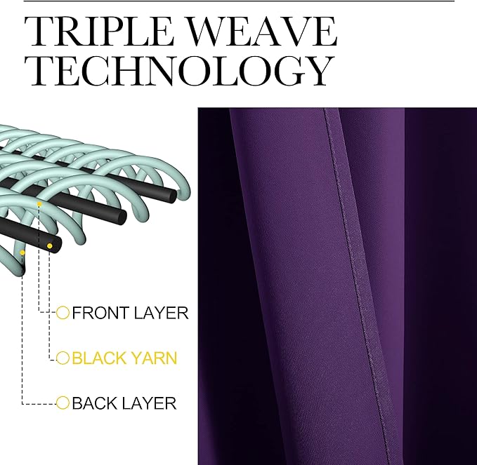 NICETOWN Purple Blackout Curtains 78 inches Long, Niose Reducing and Thermal Insulated Room Darkening Curtains for Girls Bedroom Living Room Window Decoration (55 inches Wide, 2 Panels)