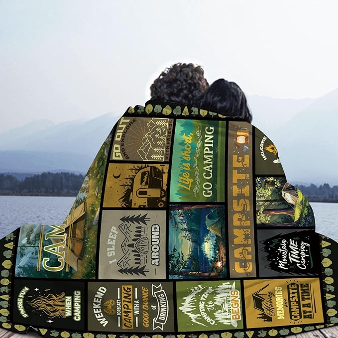 Camping Gifts, Camping Blanket, Camping Gifts for Women, Camping Lovers Gift, Camping Stuff, Camping Essentials for Women, Camping Decor for Camper, Outdoors, RV Travel 40X50 in
