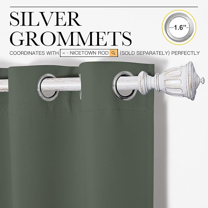 NICETOWN Dark Mallard Blackout Draperies Curtains - Pair of Grommet Top Thermal Insulated Blackout Decorative Curtains for Thanksgiving Day & Christmas Decor(55 inches Wide by 90 inches Long)