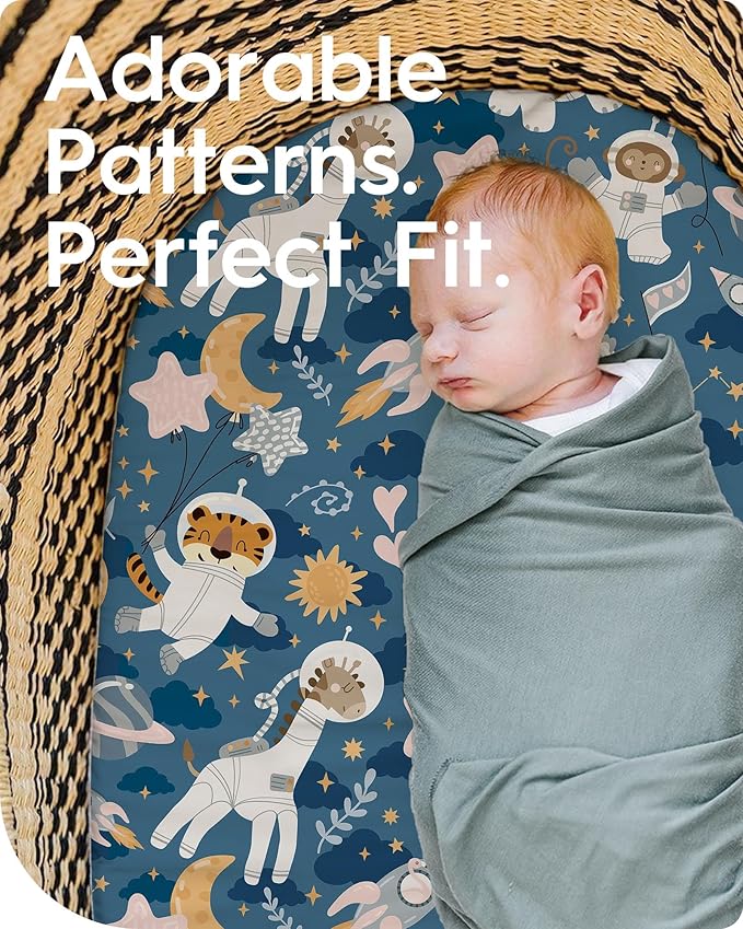 Bassinet Sheets for Baby Boy Girl, TotBasic Buttery Soft Universal Bassinet Fitted Sheet, Compatible with Halo, Mika Micky, Baby Delight, Dream On Me, Maxi COSI & More Bassinet Mattress