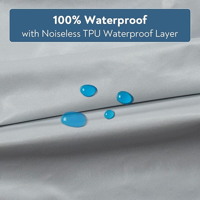 Waterproof Pack and Play Sheets Fitted 2 Pack, Compatible with Graco Pack n Play Sheets 38" X 26" Fits for Baby Playpen/Playard Mattress, Mini Crib Sheets for Boys or Girls, Grey & Navy