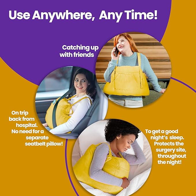 Mastectomy Pillow Post Op Pillow for Breast Surgery Recovery | Choose The Color for You | Hand Ice-Pack Pockets | Converts to Cloud Soft Cushion (Golden Rays)