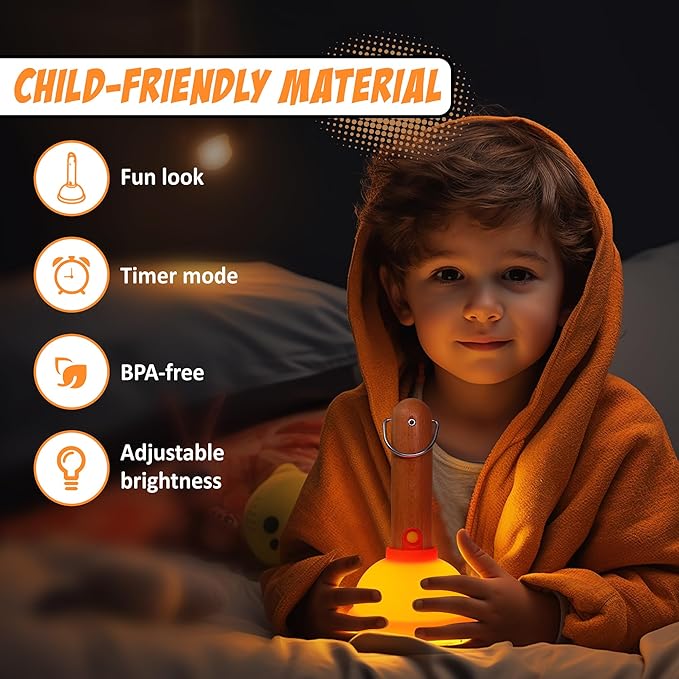 Funny Gifts for Kids, Plunger-Shaped Night Light, Weird Lamp Gifts Bedside Lamp for Nursery, ABS+SIL, Touch Control, Portable and Rechargeable for Breastfeeding Toddler Baby Kids Decor