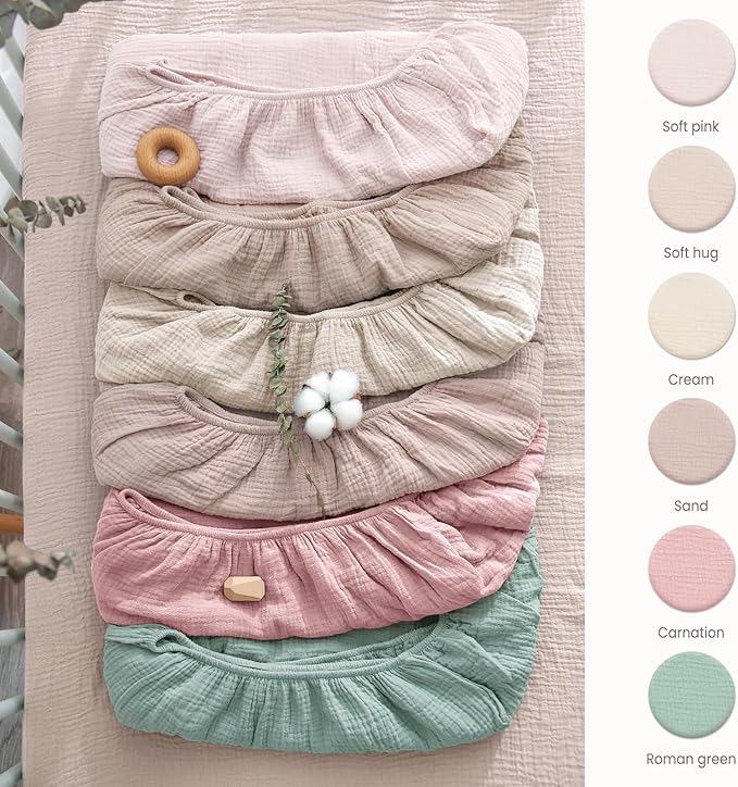 Lulu moon Muslin Crib Sheet Fitted Crib Mattress Sheet for Boys and Girls, 28"x 52"