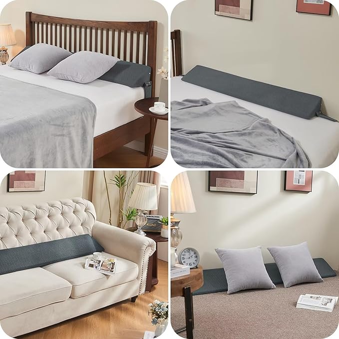 Wedge Pillow Headboard/Bed Wedge Pillow for Headboard/Bed Gap Filler Full (54"x10"x6"), Bolster Bed Mattress Wedge Pillow for Sleeping, Headboard Pillow for Gap (0-8") Between Bed and Wall