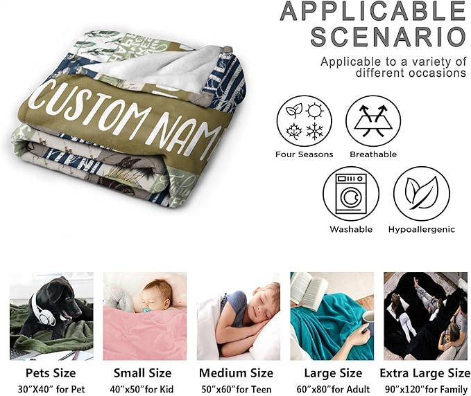 Custom Fishing Blankets and Throws,Fishing Gifts, Gifts for Fisherman,Custom Fish Blankets Fishing Gift for Man, Fish Hunter Gifts Throw Blanket, Fathers Day Fishing Gifts for Men,Baby Size-30"x40"