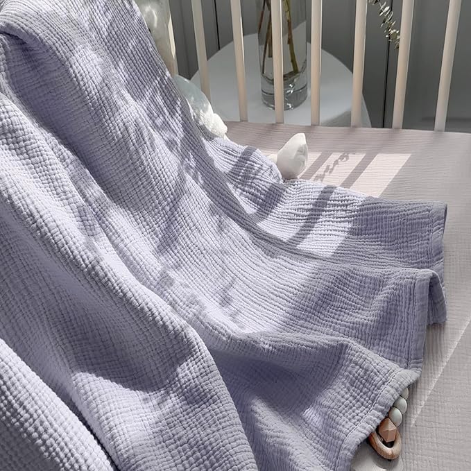 Lulu moon Muslin Quilt Blanket, Crib Blanket for Baby and Toddler,47x47 Inches(Purple)