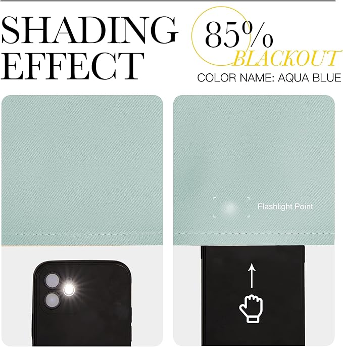 NICETOWN Window Curtain Panels, Thermal Curtains Insulated Solid Grommet Blackout Draperies/Drapes for Loft Window (Aqua, One Pair, 34 by 84-inch)