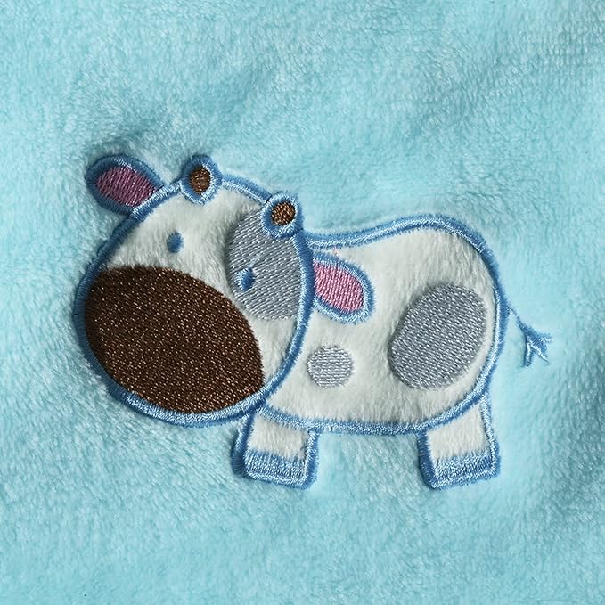CREVENT 30''X40'' Cozy Fluffy Warm Fleece Infant Baby Blanket for Girls & Boys Toddler Crib Cot Stroller - Blue Cow