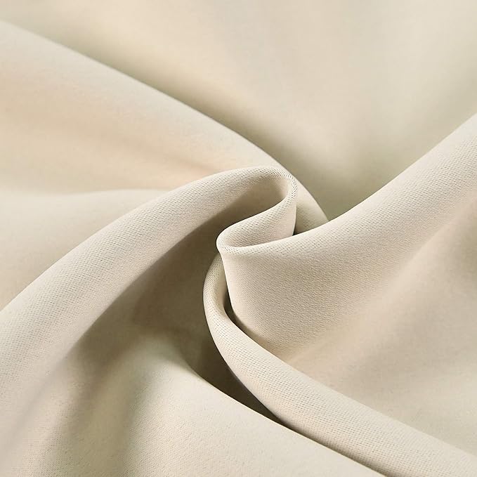 Beige Valance for Windows 60x18 Inch Solid Thermal Insulated Blackout Rod Pocket Kitchen Short Curtain Toppers Valance for Bathroom Living Room 1 Panel