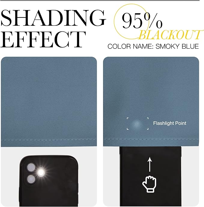 NICETOWN Room Darkening Curtains 63" Length, Thermal Insulated Blackout Panels for Bedroom Bathroom Office Kitchen Playroom Kids Room Nursery Decoration (Smoky Blue, 2 Panels, W42 x L63 -Inch)