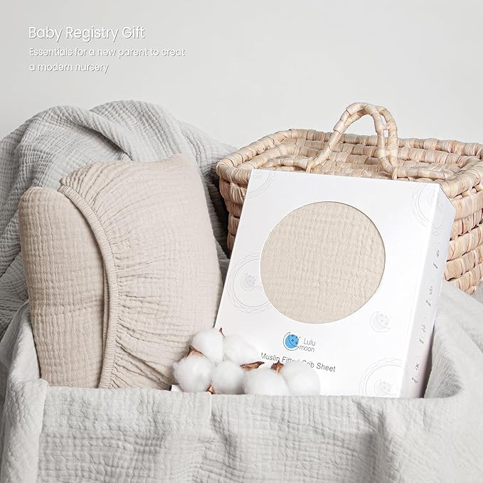 Lulu moon Muslin Crib Sheet Fitted Crib Mattress Sheet for Boys and Girls, 28"x 52"