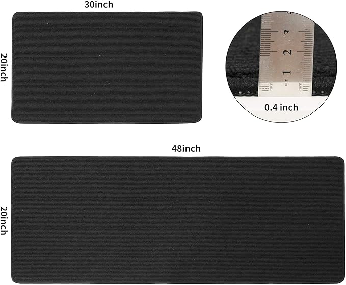 COSY HOMEER 20x30 Inch/20X48 Inch Kitchen Rug Mats Made of 100% Polypropylene Strip TPR Backing 2 Pieces Soft Kitchen Mat Specialized in Anti Slippery and Machine Washable,Black