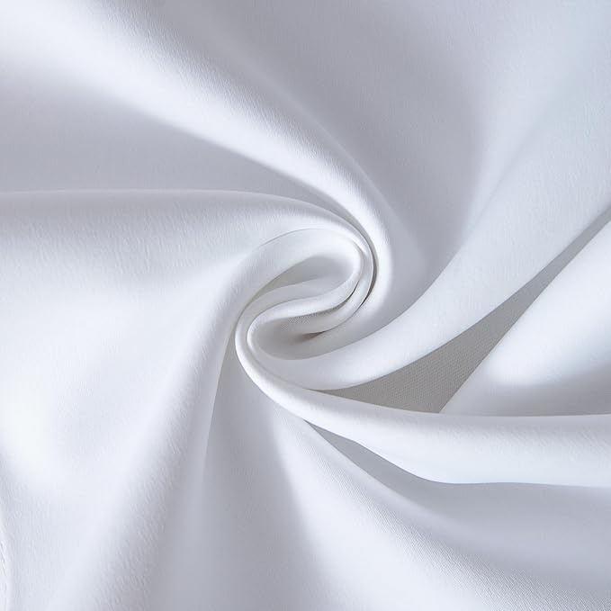 Mrs.Naturall White Blackout Curtains 108 Inches Long for Living Room 2 Panels Set,Grommet Thermal Insulating Block Sun 60% Black Out Height High Ceiling to Floor Length Curtains for Sliding Door,9 FT