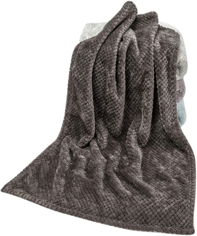 Fuzzy Blanket or Fluffy Blanket for Baby, Soft Warm Cozy Coral Fleece Toddler, Infant or Newborn Receiving Blanket for Crib, Stroller, Travel, Decorative (28Wx40L, XS-Eagle Grey)