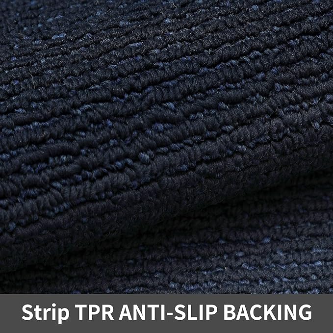COSY HOMEER 20x30 Inch/20X48 Inch Kitchen Rug Mats Made of 100% Polypropylene Strip TPR Backing 2 Pieces Soft Kitchen Mat Specialized in Anti Slippery and Machine Washable,Navy