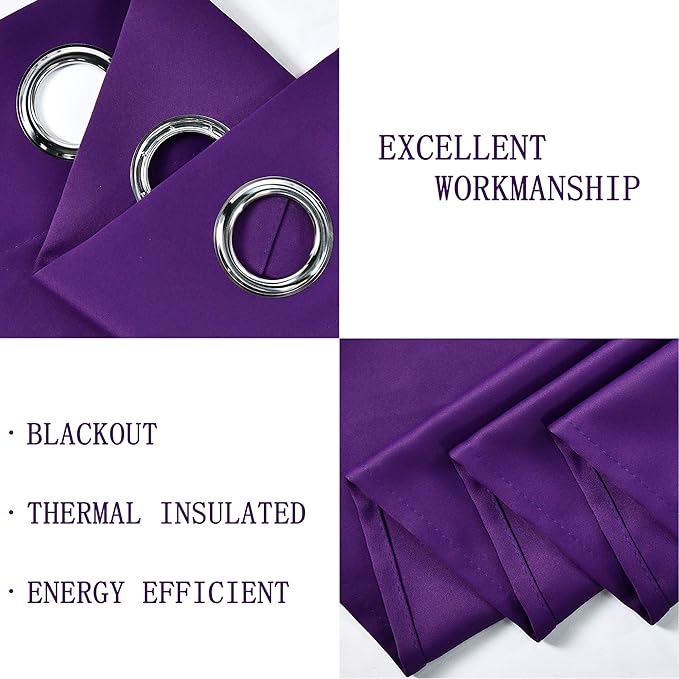 Purple Valances for Windows Solid Grommet Top Blackout Valance Window Treatment for Kitchen/Living Room Short Straight Drape Valance for Bedroom Kids Room 70X18 1 Panel Royal Purple