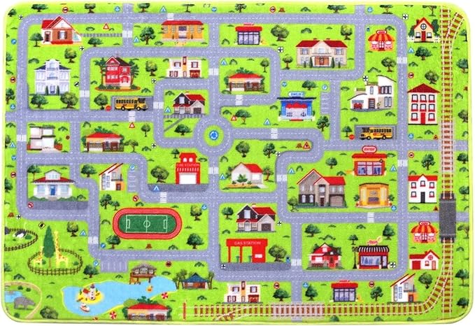 Kids Playmat City Life Carpet Playmat 3x5 Ft Town City Road Map Car Mat Play Mat Educational Learning Carpet Area Rug Soft Non Slip Area Rug Kids Girls Toddler Children Bedroom Nursery Room,Grey