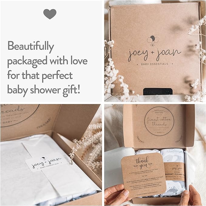 Bedside Sleeper Bassinet Fitted Sheets 33x20 for Maxi COSI Iora, Koola Baby, Baby Joy, Angelbliss, Kidsclub Bedside Bassinet – 100% Jersey Cotton – Light + Dark Grey – 2 Pack