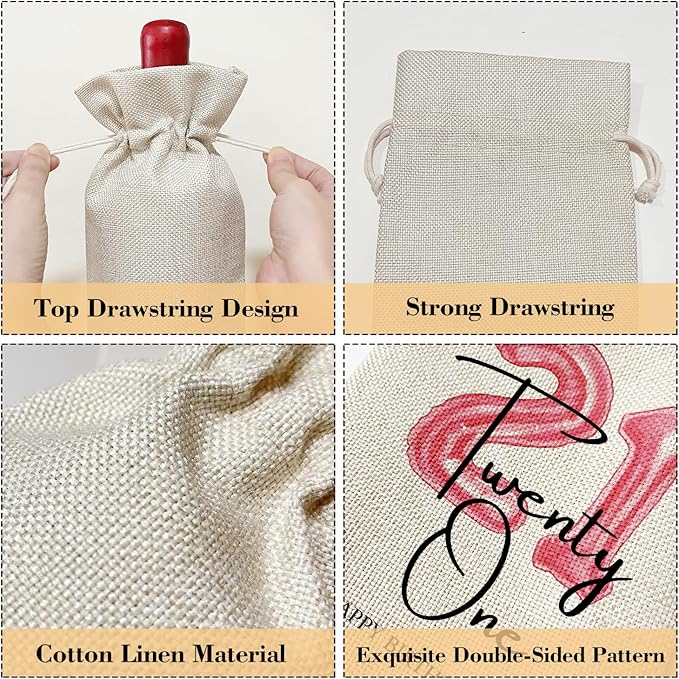 21st Birthday Gifts for Women Daughter Girlfriend Sister, 21 Year Old Birthday Gifts, 21st Birthday Gifts for Her, Birthday Party Favor Wine Bag Decoration Supplies, Wine Gifts for Women /02