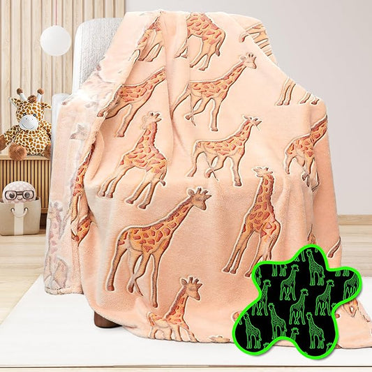 Giraffe Blanket Glow in The Dark Animal Blanket Toddler for Kids Girls Birthday Presents Toys