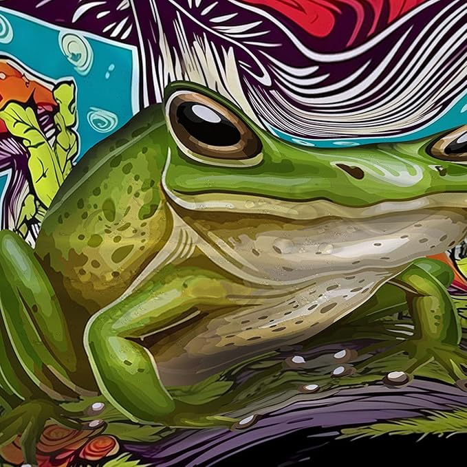 AILONEN Frog Mushroom Shower Curtain,Green Frog Waterproof Fabric Bath Curtain for Kids Girls Boys,Cartoon Animal Wildlife Red Mushroom Shower Curtain Set for Bathroom with Hooks,36" W*72" H