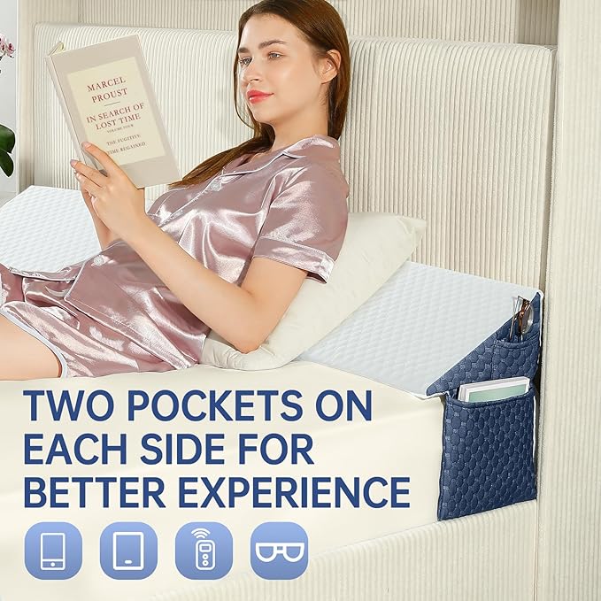 Twin Bed Wedge Pillow for Headboard 39"x 10"x 6" Large/Mattress Gap Filler Close The Gap (0-6")/Foam Triangle Bloster Wedge Pillow headboard for Headboard Gap Between Mattress and Headboard