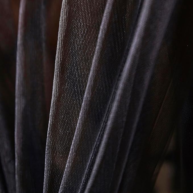 Mengersi Bed Canopy Canopy Bed Curtains with Lights- 4 Corners Post Royal Bed Drapes Mosquito Net- Elegant Bedroom Decoration Accessories for Adults(Twin,Black)