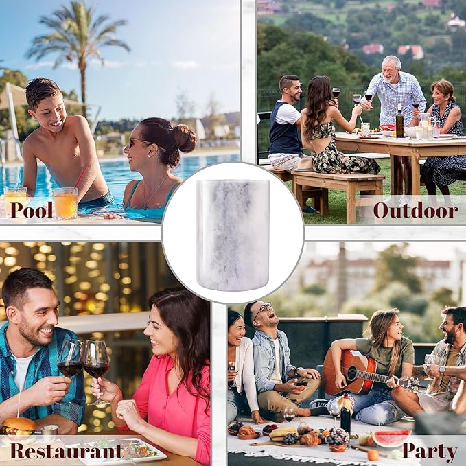Marble Wine Bottle Chiller, Outdoor Wine Cooler Bucket, Marble Wine and Champagne Chiller for Any 750ml Bottle, Keeps Wine and Drinks Cold, Ideal Gift for Wine Lovers