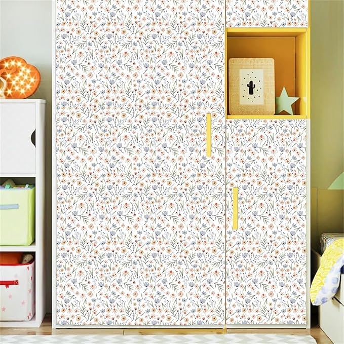 Floral Wallpaper Boho Flower Wall Decor Stickers Flower Leaf Wall Papers Botanical Plant Floral Leaves Wall Decals Peel and Stick Removable Boho Wallpapers for Nursery Bedroom Living Room Decor