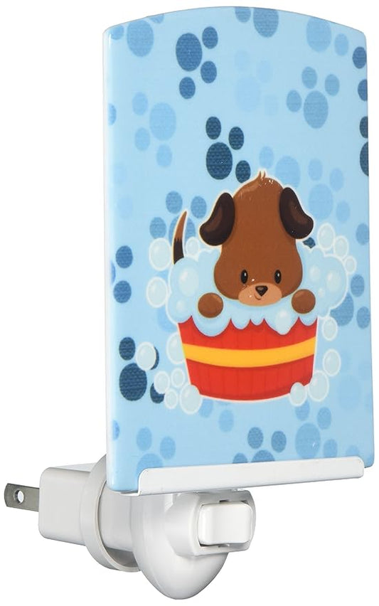 Caroline's Treasures BB7077CNL Puppy Taking a Bath Ceramic Night Light Compact, UL-Certified, Ideal for Bedroom, Bathroom, Nursery, Hallway, Kitchen, 6x4x3, Multicolor
