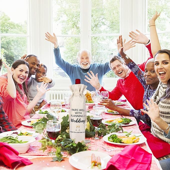 OXYEFEI Wine Gift Bag, Personalized custom bag with text, Engagement Gifts for Women, Wedding Gift for Couples