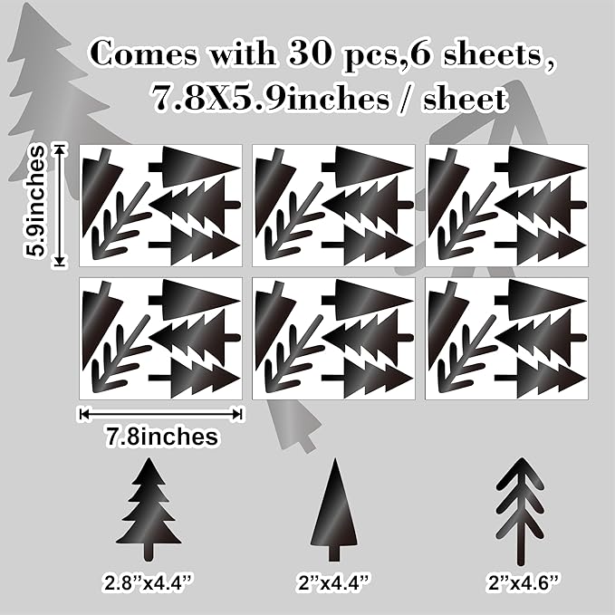 Pine Tree Wall Stickers 3D Acrylic Mirror Wall Stickers Decor Black Small Tree Wall Decals Peel and Stick Pine Tree Art Decals Acrylic Wall Stickers for Nursery Kids Bedroom Decor