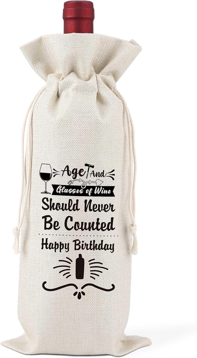 Birthday Wine Bag,Pairs Well With Happy Birthday,Gift Birthday Planning Gift,Gift Birthday Party,Birthday Decorations Wine Bag,Reusable Wine Bags With Drawstring,L14