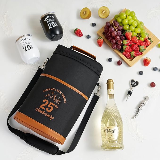 AW BRIDAL 25th Anniversary Wedding Gifts for Her, Valentine's Day Anniversary Wine Gifts for Couples 25 Years Gifts Anniversary Married Gifts for Parents Grandparents Family