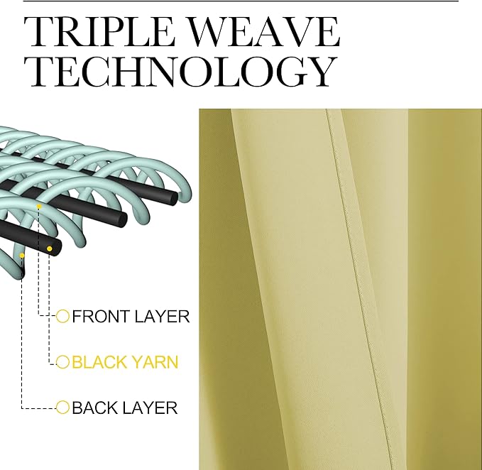NICETOWN Paler Yellow Blackout Curtains for Bedroom (1 Pair, 42 x 63 inches), Farmhouse Thermal Insulated Room Darkening Drapes for Windows