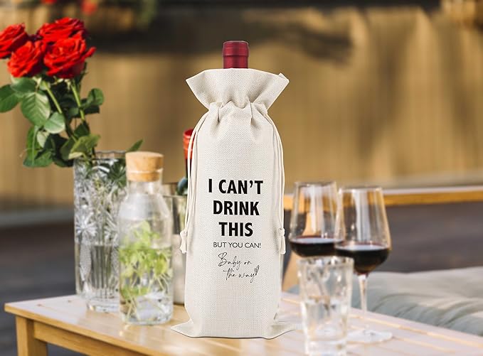 Gender Neutral Pregnancy Announcement Wine Bags,Baby Announcement,Baby Announcements Ideas,Pregnancy Announcement for Dad,Pregnancy Keepsake,New Dad Gift,Reusable Wine Bags With Drawstring,L28