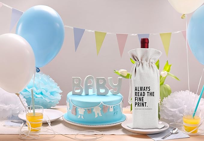 Pregnancy Announcement Grandparents Gifts Wine Bag, Pairs Well With Becoming Grandparents, Gift For New Grandpa Grandma, Baby Announcement, Baby Shower, Drawstring Wine Bag, Party Decorations-25