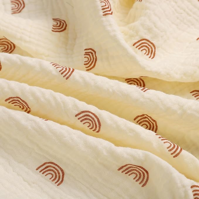 Muslin Bassinet Sheets 32"x 16" Compatible with Dream On Me Karley Bassinet, Delta Children Deluxe and Safety 1st Bassinet, 2 Pack 100% Cotton, Natural and Rainbow