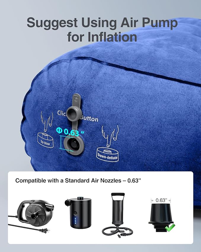 Luxtude Inflatable Wedge Pillow for Sleep Apnea, Travel Wedge Pillow for Back Pain Relief, Knee Leg Elevation Pillow, Inflatable Bed Wedge Pillow for Sleeping, Back Support Pillow for Sitting Up