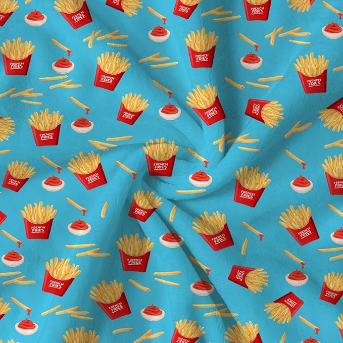 Funny Food French Fries Throw Blanket, Flannel Lightweight Plush Blanket Gift for Girl Boys,Quilt Ultra-soft Throw Fuzzy Blankets for bed Couch Sofa 50"x40" for Kids