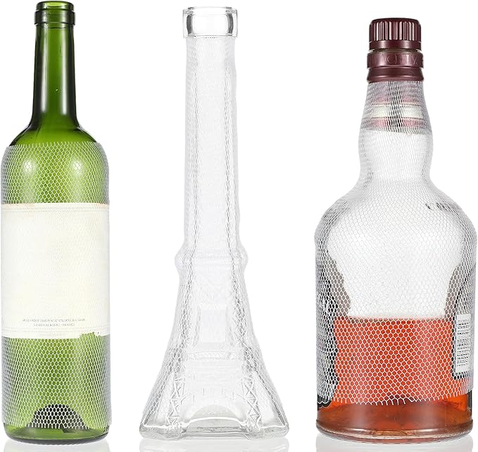 Wine Mesh Protective Sleeves, 30 Pcs 8.7 Inch Mesh Liquor Bottles Protector Keep Bottles Safe White PE Net Sleeves for Travel Glass Bottle