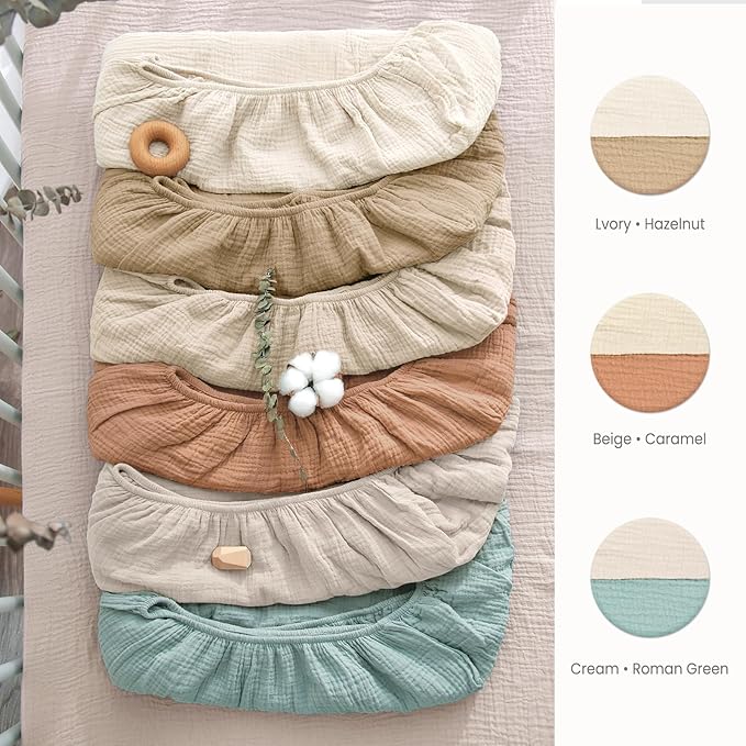 Lulu moon Muslin Crib Sheets - Fitted Crib Mattress Sheets for Boys and Girl - 28"x 52", 2 Pack