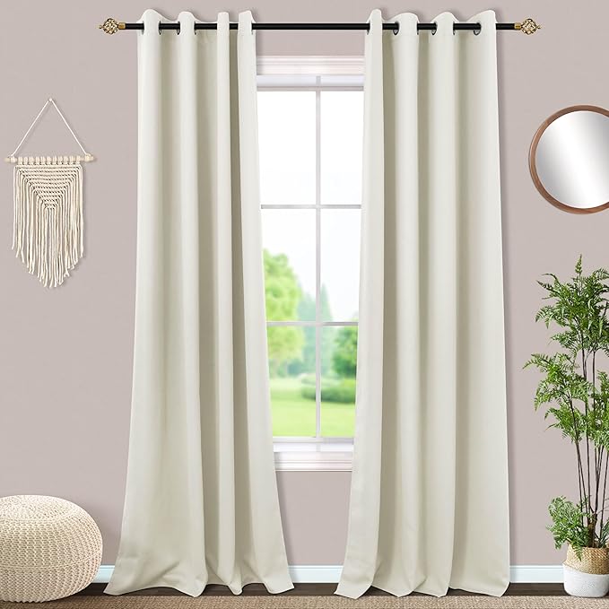 Mrs.Naturall Extra Long Curtains Drapes 108 Inches Long 2 Panels Set,Room Darkening 60-70% Blackout 9FT 9Ft Tall Curtains for Living Room,Cream Beige